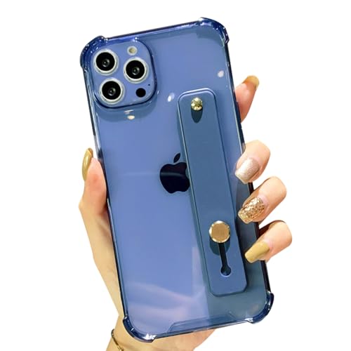 siduater Schutzhülle für iPhone 15 Pro Max mit 17 cm (6,7 Zoll), mit Ständer, transparent, weiches TPU, stoßfest, robust, verstellbare Fingergriffschlaufe, für iPhone 15 Pro MAX 6,7 Zoll, Marineblau von siduater