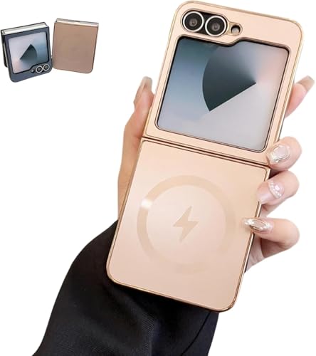 Galvanisierte, mattierte magnetische Schutzhülle für Samsung Galaxy Z Flip Serie, schlanke Schutzhülle mit Beschichtung (Gold, Zflip 7) von sifteng