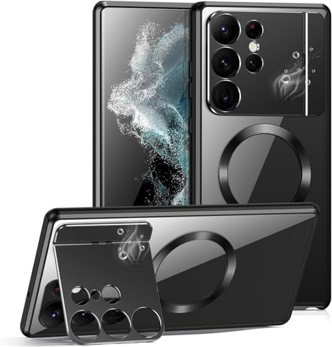 sifteng Magnetische Saugnapf Faltbare Halterung Aromatherapie Handyhülle für Samsung Galaxy S24 S23 S22 S21 Ultra Faltbare Halterung Handyhülle (Schwarz, Samsung Galaxy S24 Ultra) von sifteng