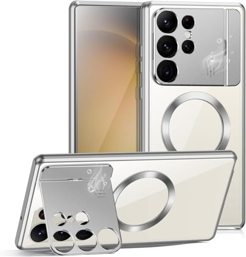 sifteng Samsung Galaxy S24 S23 S22 S21 Ultra Faltbare Handy Hülle Magnetisch Saugnapf Handyhülle(Silber, Samsung Galaxy S24 Ultra) von sifteng