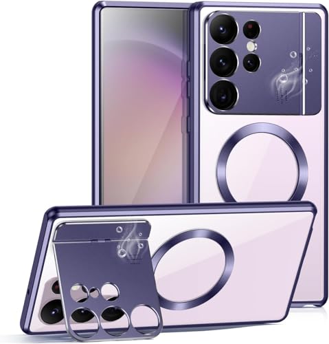 sifteng Samsung Galaxy S24 S23 S22 S21 Ultra Faltbare Handyhülle, Magnetische Saugnapf Handyhülle, für Samsung Galaxy S24 S23 S22 S21 Ultra Faltbar (Lila, Samsung Galaxy S21 Ultra) von sifteng