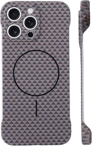 sifteng Ultradünne, rahmenlose Karbonfaser-Handyhülle für iPhone, magnetisches Laden, kompatibel mit harter Polycarbonat, goldfarben von sifteng