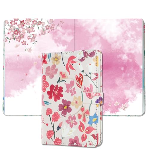 siixu Schöne kleine A6 bunte leere Notizbuch Set von 2 - Blumen Illustrationen, Premium Unlined Seiten für das Schreiben und Journalisieren von siixu