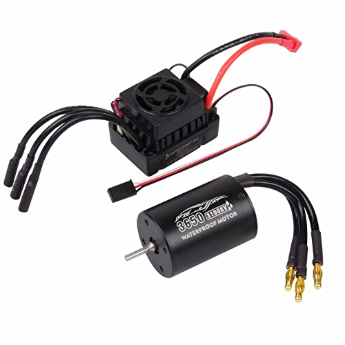 3650 3100KV Bürstenloser Motor und 60A ESC Combo Set 5.8V / 3A Wasserdichter ESC mit Primärem Sensorlosem Motor für 1/10 RC Car von sikkeby