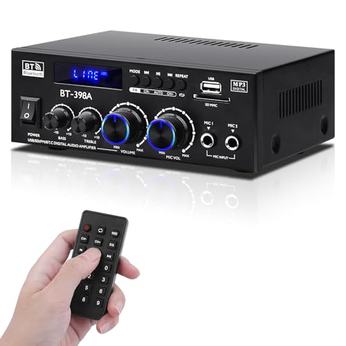 BT-398A HiFi-Verst?rker Bluetooth 5.0 Stereo Audioverst?rker 2.0 Kan?le 60W +60W Digitale Verst?rkers Echo Sub Soundverst?rker Receiver w/UKW-Radio SD/USB MIC f¨¹r Passiver Lautsprecher von sikkeby