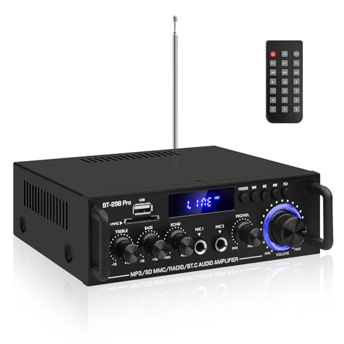 HiFi Stereo Verstärker BT-298Pro Bluetooth 5.0 Audio Leistungsverstärker Empfänger 2.0-Kanal 50W x 2 Max. 600W Mini Audio Ampfilier für Heimlautsprecher (BT-298A Aktualisierte Version) von sikkeby