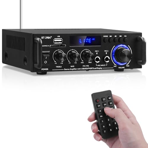 HiFi-Verstärker BT-298A+ Bluetooth5.0 Mini Stereo-Audioverstärker Receiver 2 Kanäle 40W x 2 Digitale Endverstärker Soundverstärker w/UKW-Radio, SD/USB-Karteneingang für Zuhause/Auto Lautsprecher von sikkeby