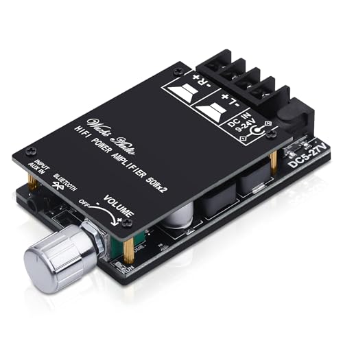 HiFi-Verstärker ZK-502C Bluetooth 5.0 Mini Stereo-Audioverstärker 2.0 Kanal 50W X 2 Leistungsverstärker-Empfänger modul mit BT/AUX-Eingang für Hauslautsprecher, DC 9-24V von sikkeby