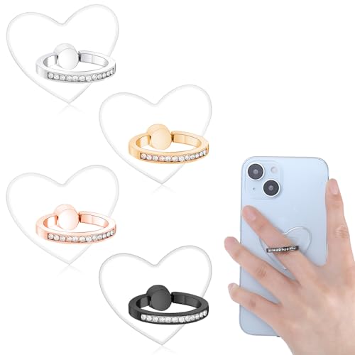 simarro 4 Stück Handy Ring Halterung, Herzförmig Handyringhalterung Finger Handy Griff Transparent Handy Ringhalter 360 Drehung Ring Handy Halterung Finger Ständer von simarro