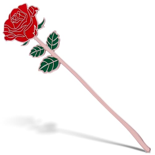 simarro Personalisierte Lesezeichen, Elegantes Rose Lesezeichen Metall Bookmark für Frauen als Weihnachts und Geburtstagsgeschenk für Lehrer Freunde Studenten und Kollegen (Rot) von simarro