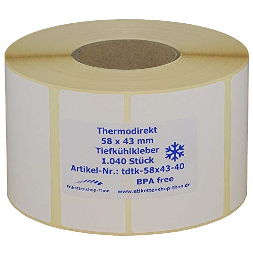 10.400 Thermoetiketten für Bizerba - Tiefkühlkleber - 58 x 43 mm - BPA frei - permanent haftend von simhoa