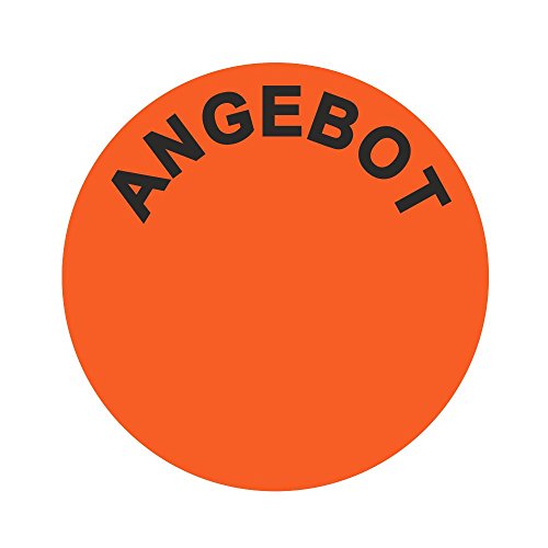 Aktionsetiketten "ANGEBOT" - Durchmesser 30 mm - Leuchtrot - 5.000 Stück von simhoa