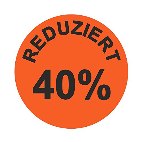 Aktionsetiketten "REDUZIERT 40%" - Durchmesser 30 mm - Leuchtrot - 1.000 Stück (2) von simhoa