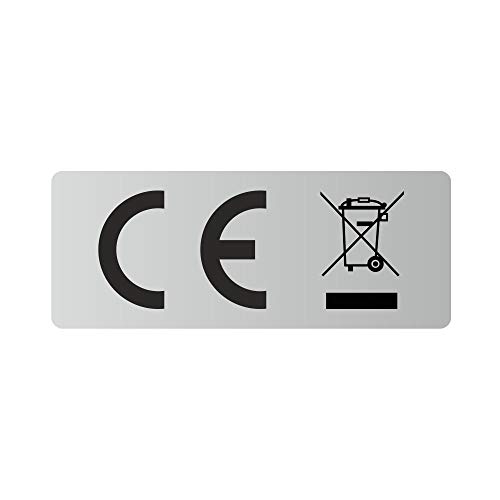 CE + WEEE Aufkleber PE-Folie - 20x8 mm - silber (500) von Etikettenshop Thon