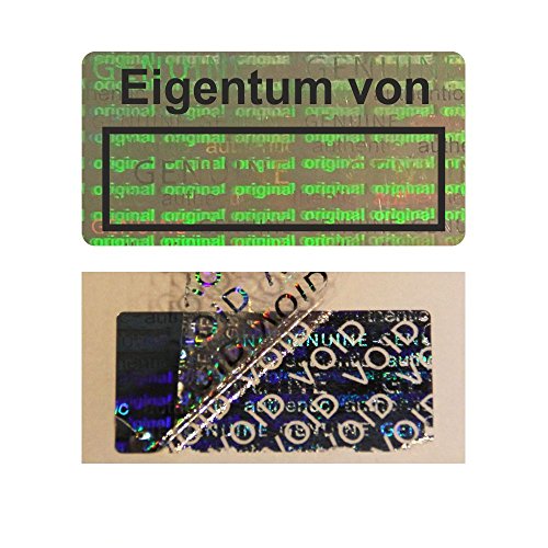 Hologramm VOID Sicherheitsetiketten "Eigentum von" auf Rolle - 40 x 20 mm - 1000 Stück (Schwarz) von simhoa