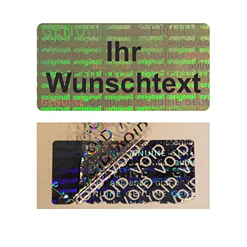 Hologramm VOID Sicherheitsetiketten "IHR WUNSCHTEXT" auf Rolle - 30 x 15 mm - 1000 Stück (Schwarz) von simhoa