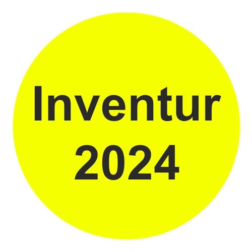 Inventuretiketten, Inventuraufkleber "Inventur 2024" - Durchmesser 50 mm - 1000 Stück (Leuchtgelb) von simhoa