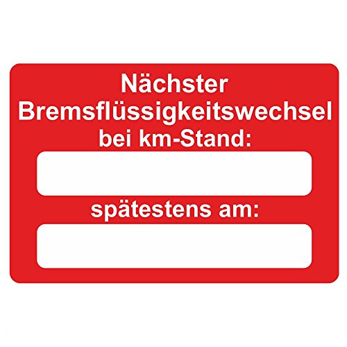 KFZ Serviceaufkleber / Inspektionsaufkleber 60 x 40 mm - 250 Stück - verschiedene Varianten (Nächster Bremsflüssigkeitswechsel) von Etikettenshop Thon