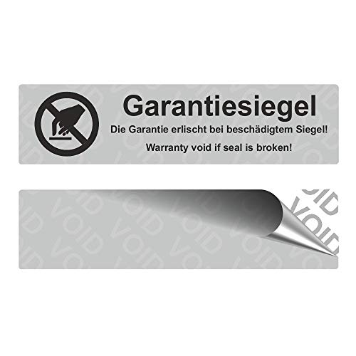 VOID Sicherheitsetiketten"Garantiesiegel mit Logo" auf Rolle - 80 x 20 mm - Schwarz (100) von simhoa