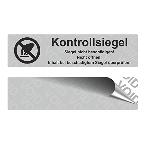 VOID Sicherheitsetiketten "Kontrollsiegel mit Logo" auf Rolle - 80 x 20 mm - Schwarz (100) von Etikettenshop Thon