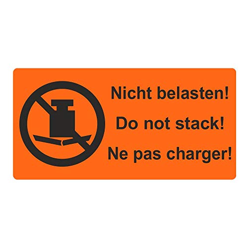 Warnetiketten/Versandaufkleber "Nicht belasten! Do not stack! Ne pas charger!" auf Rolle - 30 x 62 mm - 1.000 Stück von simhoa