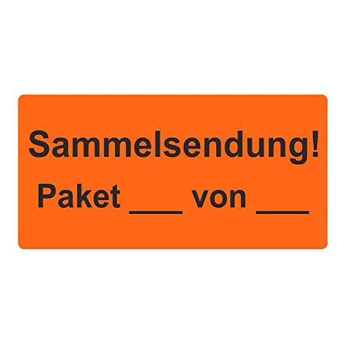 Warnetiketten/Versandaufkleber "Sammelsendung! Paket___von___" auf Rolle - 30 x 62 mm - 1.000 Stück von simhoa
