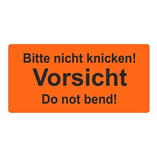 Warnetiketten/Versandetiketten "Bitte nicht knicken! Vorsicht Do not bend!" auf Rolle - 100 x 50 mm - 500 Stück von Etikettenshop Thon