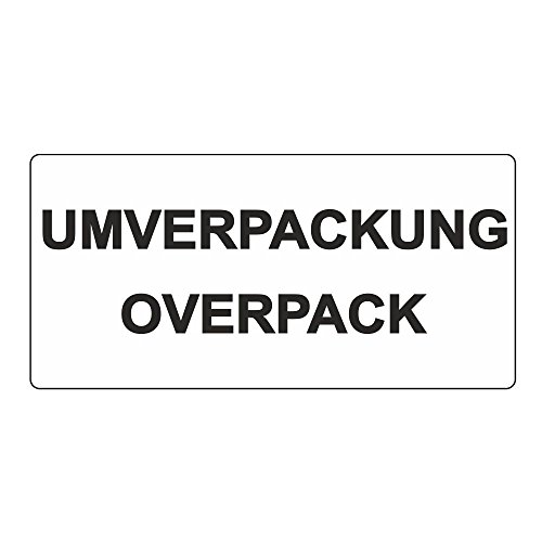 Warnetiketten/Versandetiketten "UMVERPACKUNG OVERPACK" auf Rolle - weiß - 100 x 50 mm - 500 Stück von Etikettenshop Thon