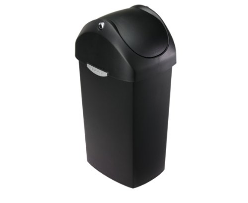 simplehuman CW1333 60 Liter, Schwingdeckel Abfalleimer, schwarzer Kunststoff, 5 Jahre Garantie von simplehuman