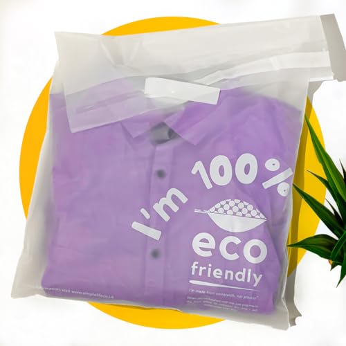 Simplelifeco 35 x 45cm Kompostierbare Polybeutel für Kleidung | Umweltfreundliche Lichtdurchlässige Verpackungsbeutel mit Klebeverschluss | B Corp (100 Stück) von simplelifeco UK