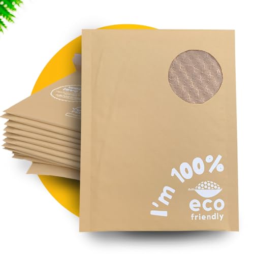 Simplelifeco Gepolsterte Briefumschläge (Größe: 17 x 22cm) FSC-zertifizierte, umweltfreundliche gepolsterte Versandumschläge aus Papier. 100% recycelbare Umschläge mit Selbstklebeverschluss. 10 Stück von simplelifeco UK