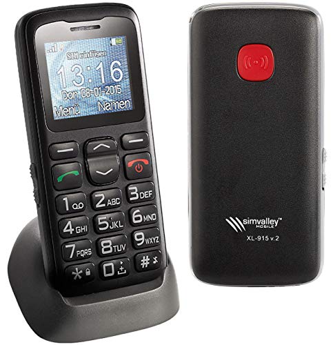 simvalley MOBILE Handys ohne Vertrag: Komfort-Handy XL-915 V2 mit Garantruf & Ladestation (schnurlos Telefon, Senioren Notruf Telefon, seniorenhändy) von simvalley MOBILE