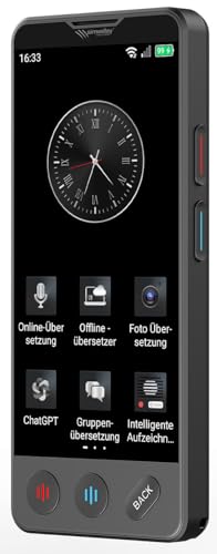 simvalley MOBILE Übersetzer: Mobiler KI-Echtzeit-Sprachübersetzer mit 4G/LTE, 139 Sprachen, ChatGPT (Sprachenübersetzer, Übersetzungsgerät, sprachubersetzer) von simvalley MOBILE