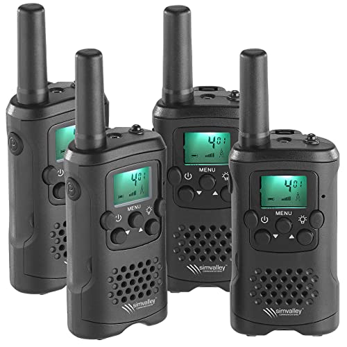 simvalley Communications 4er-Set PMR-Funkgeräte mit VOX, bis 10 km Reichweite, LED-Taschenlampe von simvalley
