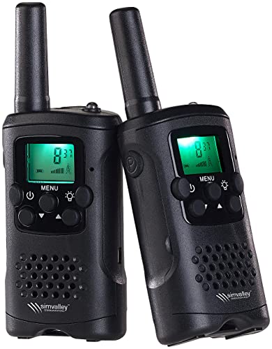 simvalley Communications Walki Talki: 2er-Set PMR-Funkgeräte, VOX, Taschenlampe, 8 Kanäle, USB-Ladefunktion (Walkietalkie, Mini Funkgerät, Überwachung) von simvalley