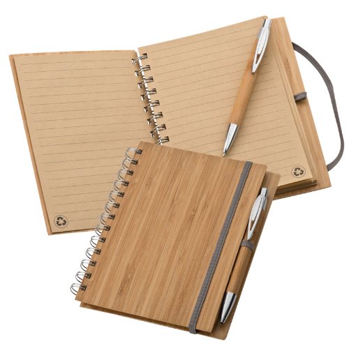 Trendiges Öko-Notizbuch mit Bambus-Cover und Bambus-Kugelschreiber von sin4sey