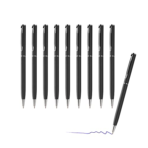 sin4sey 10er Set Kugelschreiber - schlankes Design - edler Aluminium Kugelschreiber (Schwarz) von sin4sey