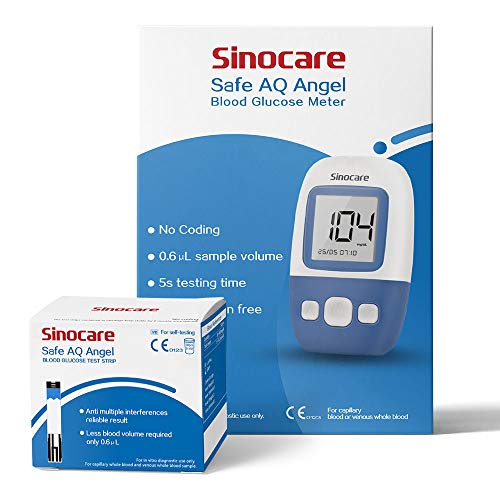 Safe AQ-Angel Blutzuckermessgerät - Diabetes-testset- mit 50 Teststreifen, 50 Lanzette, Stechhilfe, Tragetasche von sinocare