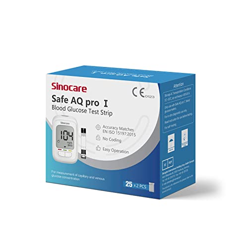 sinocare Blutzuckerteststreifen Set mit Teststreifen 50 zur Safe AQ pro I Blutzuckermessgeräte（enthält nicht）Blutzuckermessung (Blutzuckerteststreifen Set 50) von sinocare