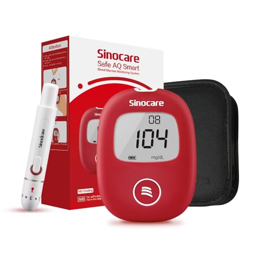 Blutzuckermessgerät, sinocare Safe AQ Smart Zuckermessgerät mit Stechhilfe zur Blutzucker Messen (Blutzuckermessgerät) von sinocare