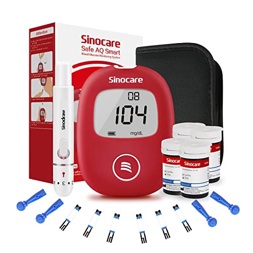 sinocare Zuckermessgerät, Blutzuckermessgerät Set mit Teststreifen 100 und Lanzette 100, Diabetes Messgerät Blutzuckermessung Schnelltest, mg/dL von sinocare