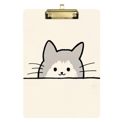 Minimalistische Strichmännchen Katze Beige Diätassistent Klemmbrett Kunststoff für Klemmbrett Lehrer Größe 9 x 12 von siphylline