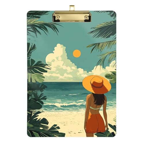 Summer Beach Tropical Klemmbrett Mini Kunststoff Transparent für Krankenschwestern Home Contractor Größe 9 x 12 von siphylline