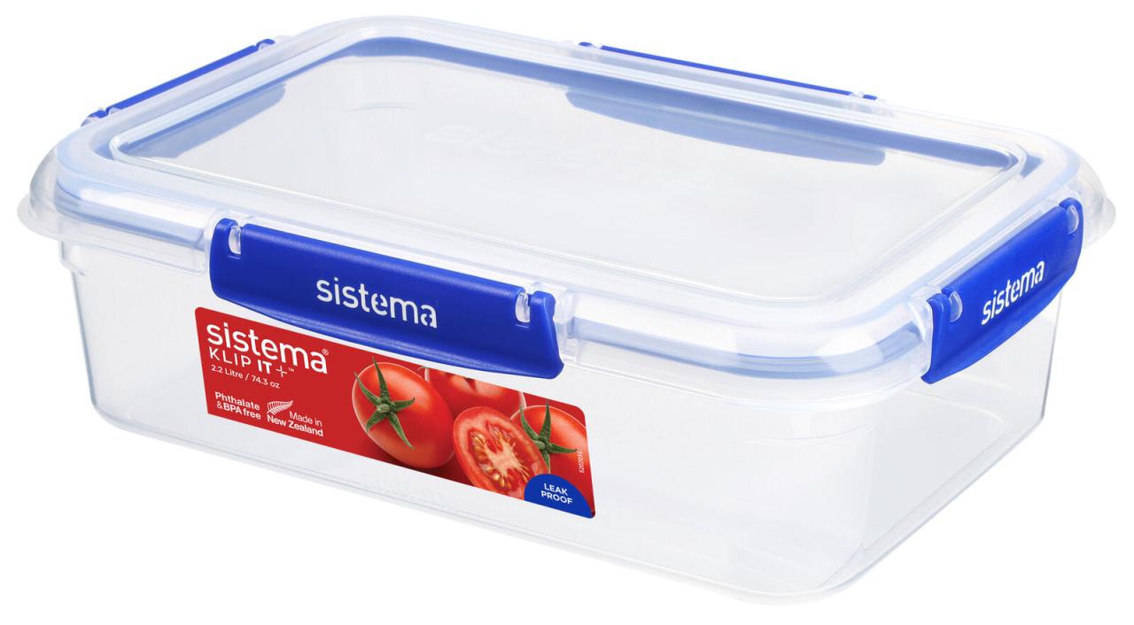 sistema® Frischhaltedose KLIP-IT + 7.9 cm hoch 2,2 l transparent, blau von sistema®