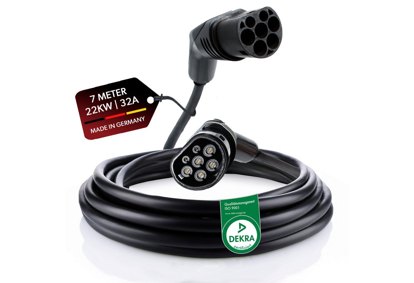 siwitec E-Mobility Ladekabel 3-Phasig 32A - 22KW - Typ 2 Stecker - schwarz, 7 Autoladekabel, (7 cm) von siwitec