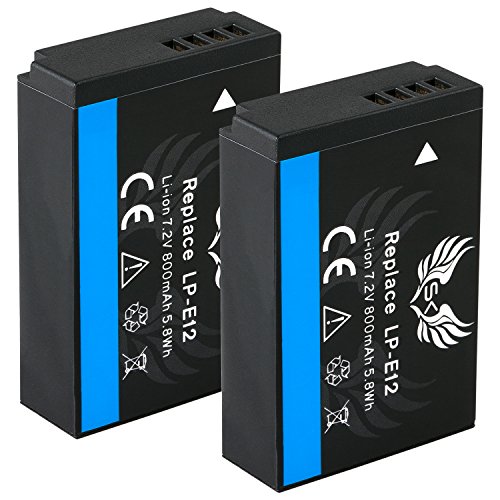 2X SK Akku Canon LP-E12 - für Canon EOS M M2 M10 M50 M100 M200 100D // Rebel SL1 / Kiss X7 / PowerShot SX70 HS von skgames