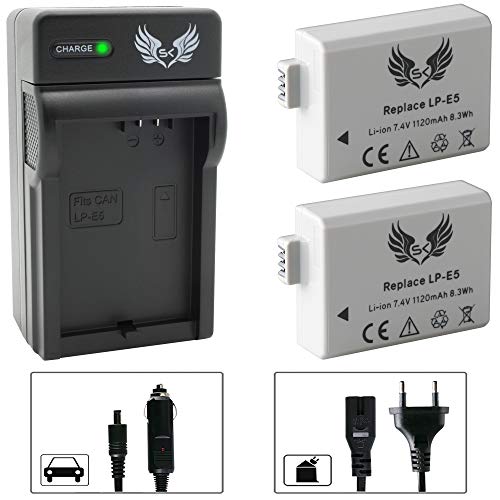 2X SK Akku Canon LP-E5 1120mAh + Ladegerät Charger für Canon EOS 450D 500D 1000D // Rebel T1i XS XSi // Kiss F X2 X3 2X SK Akku Canon LP-E5 1120mAh + Ladegerät Charger für Canon EOS 450D 500D 1000D // Rebel T1i XS XSi // Kiss F X2 X3 von skgames