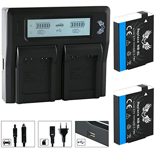 2X SK Akku Canon NB-6L 1000mAh + LCD Dual Doppel Ladegerät für Canon Digital IXUS 300 HS 310 HS/PowerShot S95 SX600 HS SX710 SD4000 is und weitere 2X SK Akku Canon NB-6L 1000mAh + LCD Dual Doppel Ladegerät für Canon Digital IXUS 300 HS 310 HS/PowerShot S95 SX600 HS SX710 SD4000 is und weitere von skgames