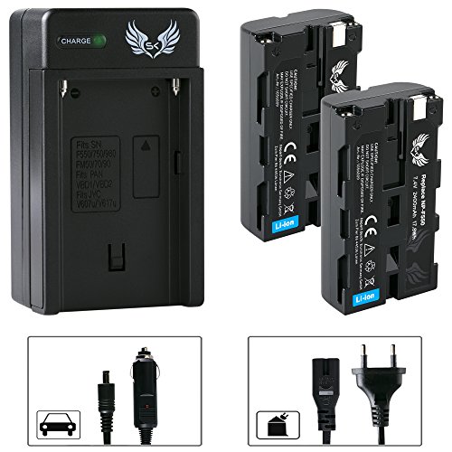 2X SK Akku Ersatz für Sony NP-F550 /- 2400mAh + Ladegerät Charger für Sony NP-F750 NP-F960 NP-F970 NP-F980 // Blitzgeräte Videoleuchten Fieldmonitore von skgames