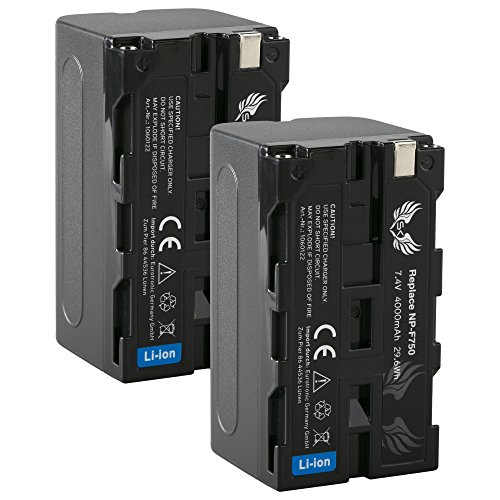 2X SK Akku Ersatz für Sony NP-F750 |- 4000mAh -| Akku NP-F550 NP-F730 NP-F960 NP-F970 NP-F980 NP-F990 // Blitzgeräte Videoleuchten Fieldmonitore von skgames